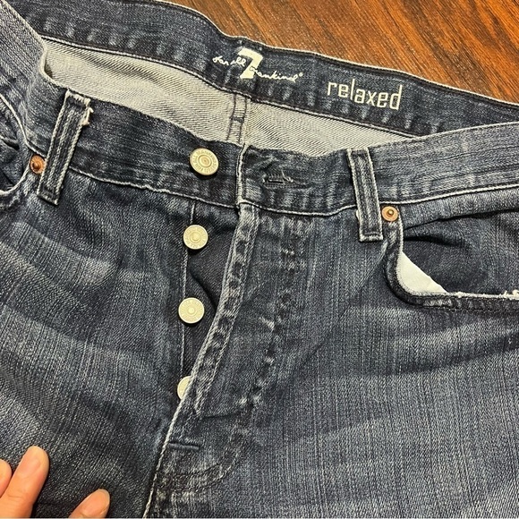 7 FOR ALL MANKIND “Relaxed” button fly distressed jeans size 34/29 *altered GUC - Picture 13 of 14
